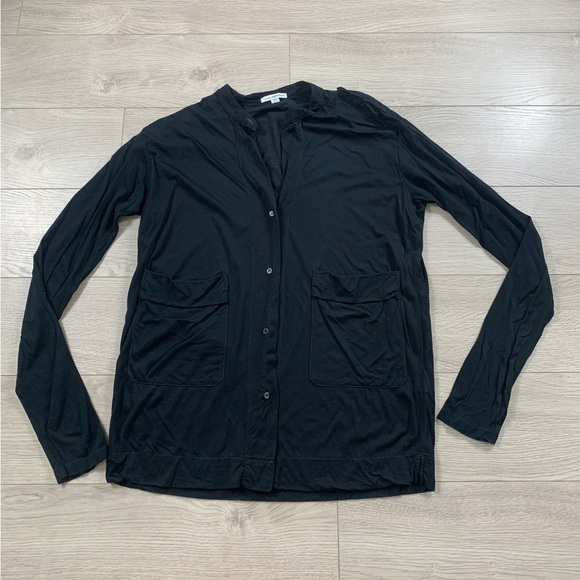 James Perse Standard Button Front Black Shirt - Picture 2 of 9